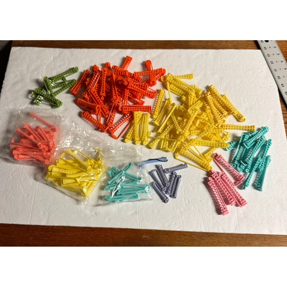 Vintage Hair Perm Rod Set Mixed Sizes Colors Plastic Cold Wave Rods Lot